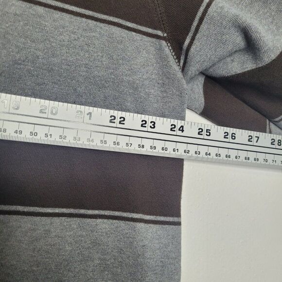 Chaps brown gray striped preppy old money frat long sleeve sweater size xl - Picture 4 of 6